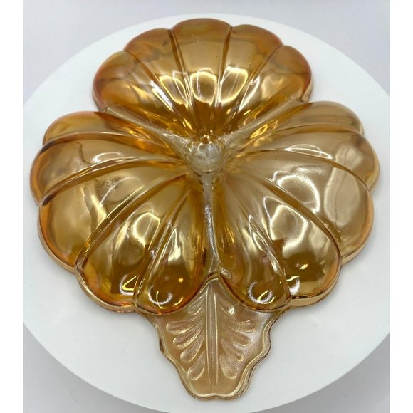 Vintage Jeanette Marigold Carnival Depression Glass Iridescent Doric Candy/Trink - Picture 8 of 9